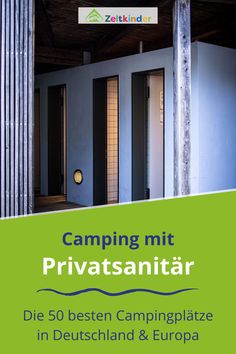 the cover of camping mit privatsanitar, with an image of two doors and