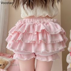 Harajuku Sweet Lolita Shorts Skirts Autumn Winter Plush Bloomers Y2k Japanese Kawaii Knickers Women Pumpkin Pants, Lantern Pants, Safety Shorts, Fall Sweaters For Women, Cake Skirt, Crop Pullover, Denim Hoodie, Jogger Pants Casual, Bubble Skirt