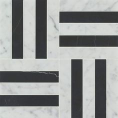 black and white marble tiles with vertical stripes