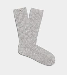 Just slouchy enough, these ultra-soft knit socks are a favorite. Wear around the house, or peeking out from an ankle boot. | 99% Polyester, 1% Spandex | UGG Women's Rib Knit Slouchy Crew Sock Polyester Socks in Grey Ugg Socks, Crew Sock, Shoe Boutique, Salmon Pink, Knit Socks, Womens Uggs, Twill Tape, Soft Knits, Socks Women