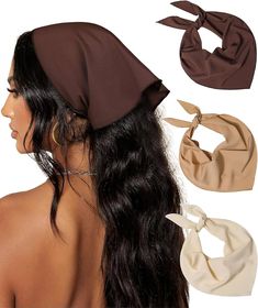 Amazon.com: AWAYTR 3Pcs Hair Bandanas Head Kerchief for Women Girls Tie-Back Boho Hair Scarf Headband Bandana Triangle Head Scarf (Solid Color - Beige/Khaki/Brown) : Clothing, Shoes & Jewelry Lace Head Scarf, Boho Hair Scarf, Kerchief Headband, Hair Bandanas, Head Kerchief, Kerchief Hair, Triangle Head, Triangle Hair, Ladies Head Scarf