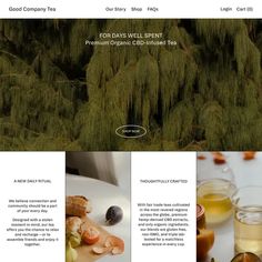 the website is designed to look like it has an image of some plants and food on it