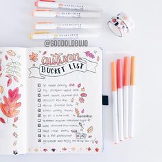 No automatic alt text available. Journal Autumn, Autumn Bucket List, Bullet Journal Aesthetic, Fall Bucket List, Bullet Journal Notebook, Dot Journals, Bullet Journal Themes, Bullet Journal Writing