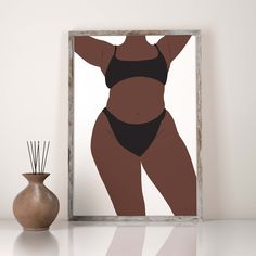 Drawing Plus Size Women, Black Women Art Curvy, Plus Size Body Drawing, Plus Size Line Art, Curvy Women Drawing, Curvy Body Line Art, Wall Art Big, Mirror Drawings, Positive Wall