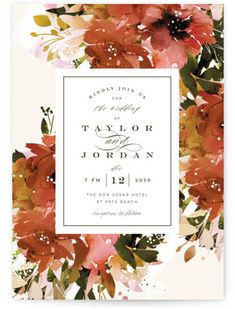 an elegant floral wedding card with watercolor flowers