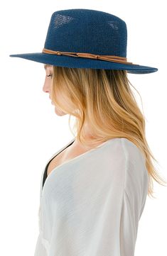 Bring breezy shade to your next trip with this paper straw Panama hat that adds sunny-day ease to any style. 3" brim Paper/polyester Hand wash, dry flat Imported Casual Panama Hat With Short Brim For Warm Weather, Casual Woven Brimmed Sun Hat, Casual Lightweight Straw Boater Hat, Casual Lightweight Straw Hats, Lightweight Paper Straw Hat For Spring, Casual Woven Brimmed Panama Hat, Casual Straw Panama Hat For Warm Weather, Casual Fedora Panama Hat For Warm Weather, Casual Lightweight Sun Hat With Short Brim