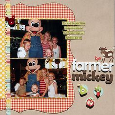 a scrapbook page with an image of mickey mouse