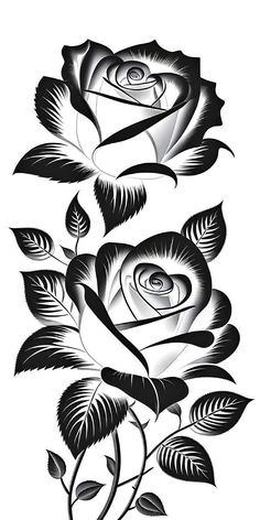 a black and white rose tattoo design