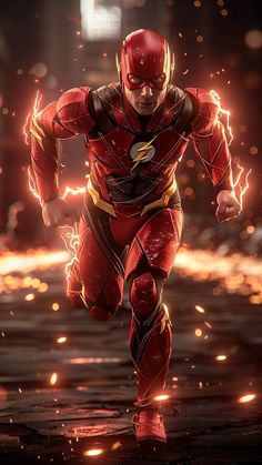 the flash running in front of some bright lights