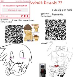 the qr code for what brush is in this drawing? page, which includes an image of a cartoon character