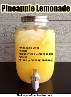 a mason jar filled with pineapple lemonade