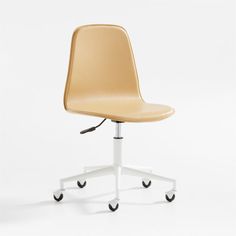 an office chair with wheels and a seat on the back, viewed from the front