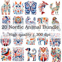 20 nordic animal bundle high quality / 500 dpi