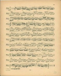 an old sheet music page with musical notations on the front and back pages in black ink