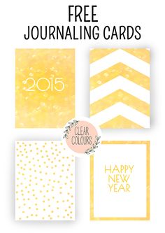 the free journaling cards for new year's eve are available in yellow and white