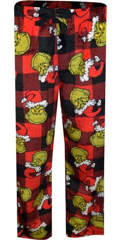 Perfect for the Dr. Seuss Fan, these cozy lounge pants for men feature an all-over print of everyone's favorite Dr. Seuss Christmas character, The Grinch, on a playful red and black buffalo plaid background. These soft warm, plush pants feature a drawstring and elastic waist, open fly and two side pockets. Dr Seuss Christmas, Buffalo Plaid Background, Christmas Pj Pants, Plush Pants, Dr Seuss Grinch, Pig Girl, Betty Boop Classic, Sesame Street Muppets, Plaid Background