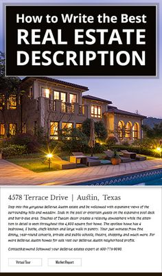 the real estate description page is shown in this screenshote image, which shows how to write the best real estate description