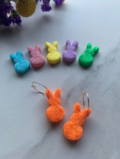 Adorable glittery chunky Peep earrings. Enjoy these iconic bunnies in a variety of colors! Follow along with my jewelry making journey on Instagram @littlemoonwhimsy. Polymer Clay Earrings, Clay Earrings, My Jewellery, Jewelry Earrings Dangle, Etsy Earrings, Polymer Clay, Dangle Drop Earrings, Dangle Earrings, Etsy Accessories