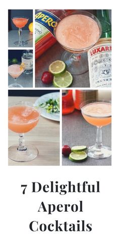 the 7 different types of alcoholic cocktails with text that reads, 7 delightful apero cocktails