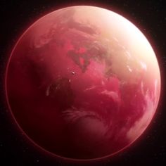 an artist's rendering of a red planet with stars in the background