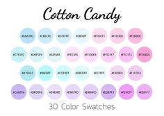 the color swatches for cotton candy