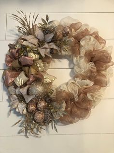 a wreath is hanging on the wall