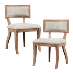 two chairs sitting side by side on a white background