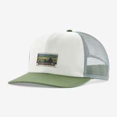 Featuring a brim made with Bureo’s fully traceable NetPlus® 100% recycled fishing nets, our classic mid-crown trucker hat features an organic cotton front, a recycled polyester-mesh back and an adjustable snap closure. Made in a Fair Trade Certified™ factory. | Patagonia Relaxed Trucker Hat in Birch White - Trucker Hats & Caps - Organic Cotton/Recycled Polyester/Pfas Mountain Hats, Patagonia Cap, Patagonia Hat, Mountain Hat, Crown Hat, Fishing Nets, Natural Style, Trucker Hats, Trucker Cap