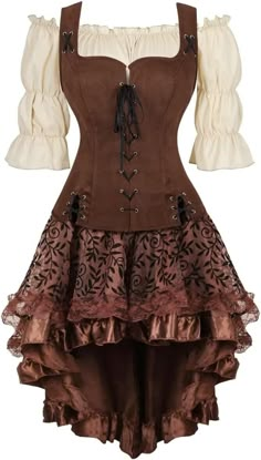 PRICES MAY VARY. Women's renaissance pirate shirts blouse and vest with eyelets and ribbons at the front and ties at the back to adjust the size and fit perfectly over the bodice. Women Pirate shirts Renaissance Vest set Costume ：polyester spandex Soft faux fleece fabric Women Pirate shirts set Renaissance Vest Viking Steampunk Cosplay Costume Peasant Bodice Lace-up Waistcoat Halloween black wine red beige dark blue vest brown vest coffee vest This Renaissance shirts Pirate vest set is perfect f Medieval Dress Peasant, Corset With Skirt, Medieval Costume Women, Steampunk Corset Dress, Costume Viking, Irish Dress, Pirate Dress, Female Pirate Costume, Steampunk Dress