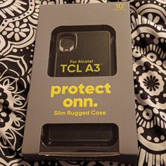 the back of a cell phone case with an ad for tlca3 protect on