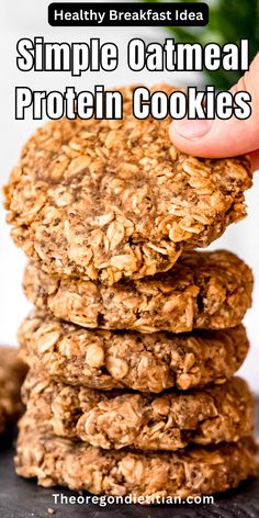 a stack of oatmeal cookies with the words healthy breakfast idea on top