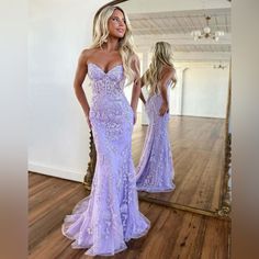 Prom Light Purple Mermaid Corset Prom Dress With Floral Decor Size:0 Flowery Purple Prom Dress, Light Purple Sequin Prom Dress, Putple Prom Dress, Prom Dress Inspiration 2024, Repunzle Prom Dress, Sparkly Purple Prom Dress, Tangled Inspired Prom Dress, Lilac Prom Dress Lavender, Lavender Purple Prom Dress