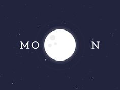 the moon is in the night sky with stars around it and the word molonn written