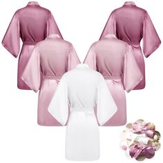 three different types of pink and white robes