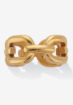 Elevate any look with this richly designed chain link style ring. It's the perfect gift for a timeless woman who appreciates a bit of shine and a lot of style. Gold ion-plated stainless steel. Sizes 6-10.FABRIC: Gold Ion-Plated Stainless Steel. Color and sheen will last for decades without damage and it's hypoallergenic (won't turn your skin green like other plating methods can).Dimensions: 10 mm wide x 10 mm long x 2.75 mm high; Shank Width: 10.0 mm wideIncludes gift box and drawstring pouch av Oval Solitaire Engagement Ring, Platinum Credit Card, Sterling Silver Engagement Rings, Yellow Gold Engagement, Cabochon Ring, Yellow Gold Engagement Rings, Silver Engagement Rings, Bridal Ring Set, Drawstring Pouch