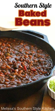 the southern style baked beans recipe is ready to be eaten