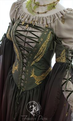 Magic User Outfit, Brown Wedding Outfit, Norse Fairy, Elvish Clothing, Wood Elf Costume, Knot Embroidery, Fair Outfits, Ren Fair, Fest Outfits