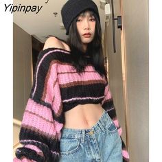 Shipping: Worldwide Express Shipping AvailableDelivery time: 🚚7-15Days Fast ShippingReturns: Fast refund,��💯100% Money Back Guarantee.Brand Name: ZadilyClothing Length: ShortMaterial: PolyesterDecoration: SplicedCollar: O-NeckElasticity: Slight StrechSleeve Style: RegularStyle: Sexy & ClubPattern Type: stripedFit Type: LOOSEOrigin: Mainland ChinaCN: GuangdongSeason: Autumn/WinterSleeve Length(cm): FullThickness: STANDARDPlace Of Origin: China (Mainland)Pattern: Loose-fittingAge: 18-24Percentage Pink Cropped Sweater, Clubwear Outfits, Crop Top Tees, Backless Mini Dress, Style Pink, Mini Dresses For Women, Sweater Women, Cropped Sweater, Striped Long Sleeve