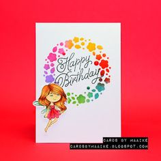 Cards by Maaike: Floral wreath Birthday Challenge, Stencil Material, Distress Ink, Birthday Balloons, I Card, Floral Wreath