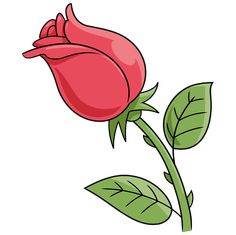 San Jordi, Flowers Step By Step, Cartoon Rose, Simple Flower Drawing, Flower Step By Step, Draw Flowers, Drawing Guides, Draw Easy, Flower Drawing Tutorials