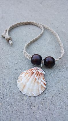 Brown, Cream, and White Seashell Necklace - Etsy Bohemian Brown Shell As Gift, Handmade Brown Bohemian Shell, Handmade Bohemian Brown Shell, Handmade Brown Beach Shell, Beach Brown Macrame Jewelry, Brown Beach Jewelry With Natural Variations, Bohemian Brown Shell, Beach Jewelry With Natural Variations In Brown, Rustic Brown Beach Jewelry