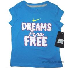 This Is For A Girls Nike Tee Brand New With Tags Size: 2t Has "Dreams Are Free" On Front Tag Color: Vivid Blue Blue With White, Dark Pink Short Sleeves 100% Cotton Kw Nwt Kids Children 2 Toddler Infants Sports Playful Blue Top With Letter Print, Nike Cotton T-shirt In Playful Style, Fun Blue T-shirt For Playwear, Blue Fun T-shirt For Playwear, Playful Nike Tops For Playtime, Nike Playful Tops, Spring Tops With Letter Print For Playtime, Playful Nike Short Sleeve Tops, Playful Blue Nike Tops