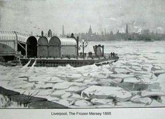 an old drawing of a boat in the water with ice on it's surface