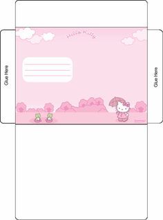 an open envelope with hello kitty on the front and back side, in pink tones