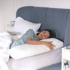 This ergonomically designed pillow can be used in a multitude of ways including; support whilst asleep, to prop yourself up in bed (watching TV, using tablet, laptop or mobile device), to rest your laptop on when working from home in bed, to separate your legs and keep your hips aligned post surgery, to support pregnant women, to raise your baby up during breast / bottle feeding, to stop cold draughts to your back in the winter and to fend off your other half (only joking!). Made by hand in the Bed Chair Pillow, Hip Alignment, Sleep Posture, Side Sleeping, Unwanted Facial Hair, People Sleeping, Post Surgery, Sleep Pillow, Breast Augmentation