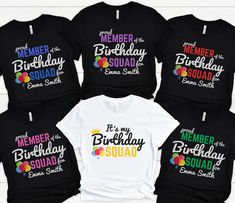 Custom Birthday Squad Shirts Birthday Team Shirt Birthday Party Shirts Custom Birthday T-shirt Birthday Crew Shirts Birthday Group Shirts Great item for that special someone or for yourself! Please contact me below if you have any questions! Details: Shirt (Bella Canvas 3001) -  - 100% cotton (fiber content may vary for different colors) - Medium fabric  - Classic fit - Tear-away label - Runs true to size Sweater (Gildan 18000)-  - 50% cotton, 50% polyester - Medium-heavy fabric (8.0 oz/yd² (271 Birthday Squad Shirts Boys, Birthday Crew Shirts, Birthday Group Shirts, Birthday Party Shirts, Birthday Squad Shirts, Birthday Party Shirt, Group Shirts, Birthday Tshirts, Team Shirt