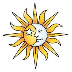 the sun and moon are depicted in this drawing