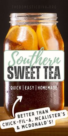 Best Homemade Southern Sweet Tea Copycat Recipe - Better than Chick-fil-a, McAlister's, and McDonald's Sun Sweet Tea Recipe, Best Southern Sweet Tea Recipe, Southern Style Sweet Tea, Healthy Sweet Tea, How To Make Southern Sweet Tea, Southern Sweet Tea Recipe Gallon, Home Made Sweet Tea, Lipton Sweet Tea Recipe Gallon, How To Make Sweet Tea With Tea Bags