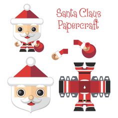 santa claus papercraft is shown in three different poses