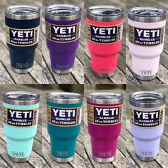 the yeti tumbler cups are all different colors